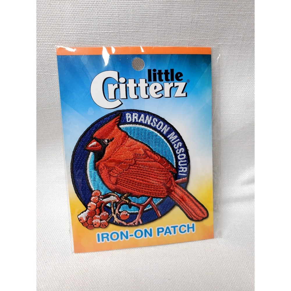 Little Critterz Branson Missouri Cardinal Iron On Patch Embroidered Souvenir NEW